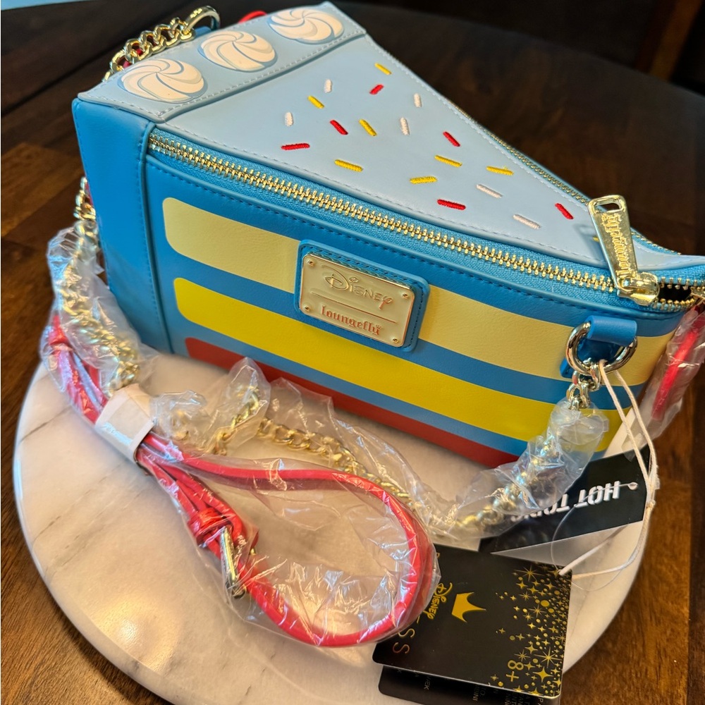 Loungefly Blue, Yellow & Red Snow White cake Slice Crossbody Bag